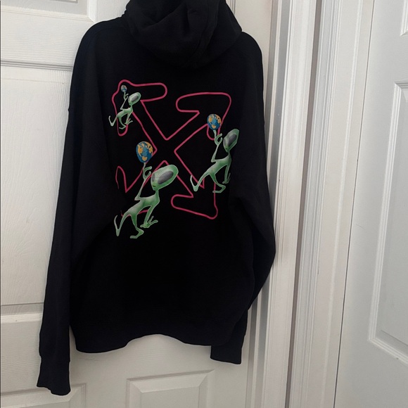 Off-White Black Hoodie with Alien Graphic - Picture 2 of 7